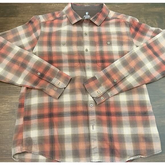 Kuhl Shirt Mens Medium Orange Brown Flannel Workwear Hiking Casual M - Picture 1 of 4